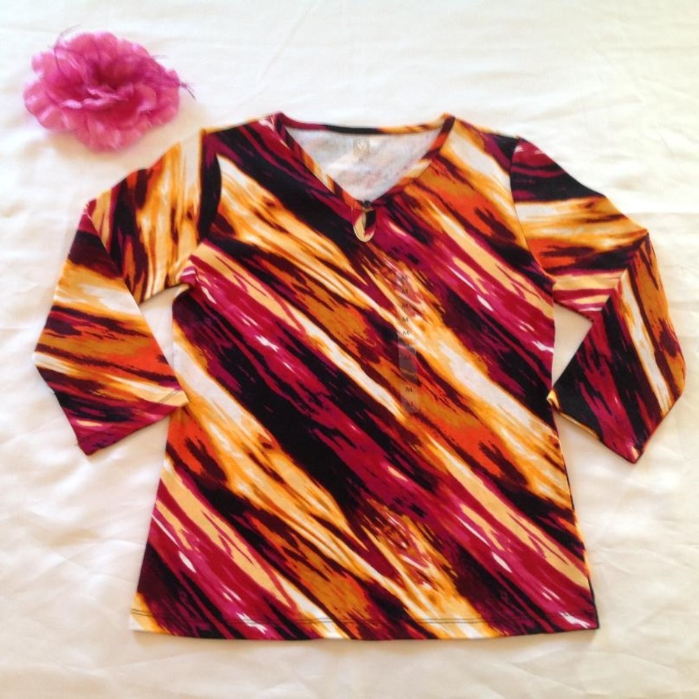 NWT Anne Klein Sport Ladies Blouse 3/4 Sleeve